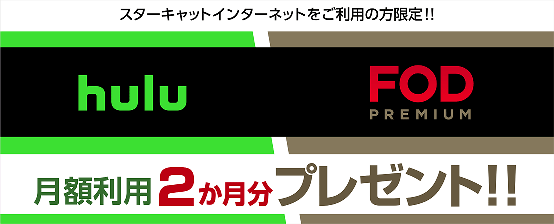 動画配信サービス月額利用2か月分プレゼント！